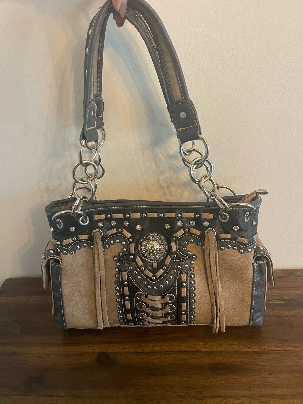 American Bling Shoulder Bag Studs Tassels Concealed Carry